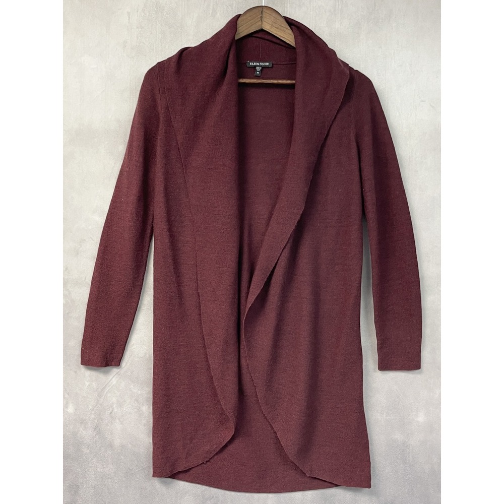 Eileen Fisher Womens Merino Wool Cardigan Sweater Size XS Open Minimal Luxury